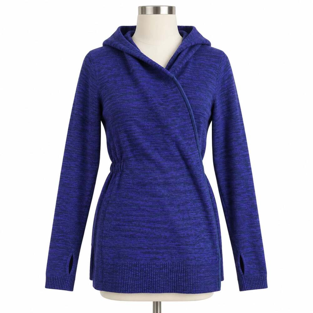 lululemon Peace of Mind Hooded Wrap Sweater Heathered Purple Black Estimated 6